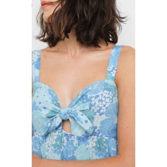 Rails Women SERAFINA AZURE WALLFLOWER Floral Midi Linen Dress Blue NWT Sz Large - Picture 10 of 10